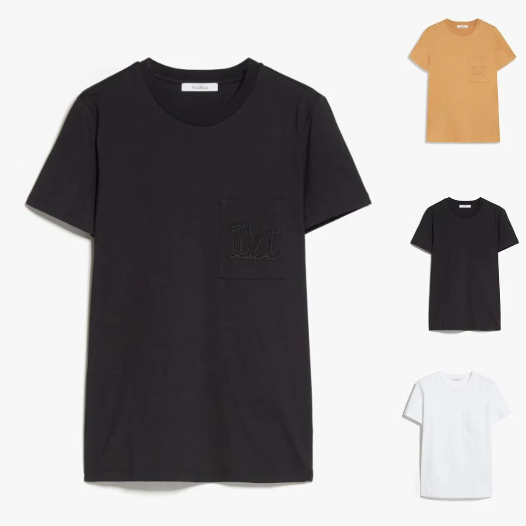 未使用 MaxMara 主线 25春夏新款 PAPAIA刺绣Logo口袋短袖T恤