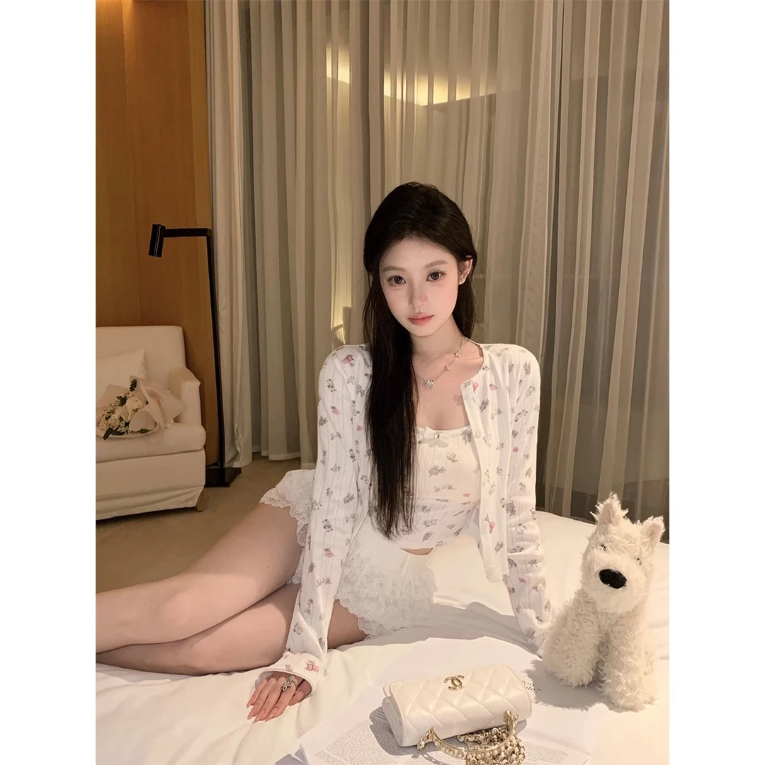 【Ula尤拉专属】纯纯欲动小香风-气质甜美减龄蝴蝶结吊带开衫两件套