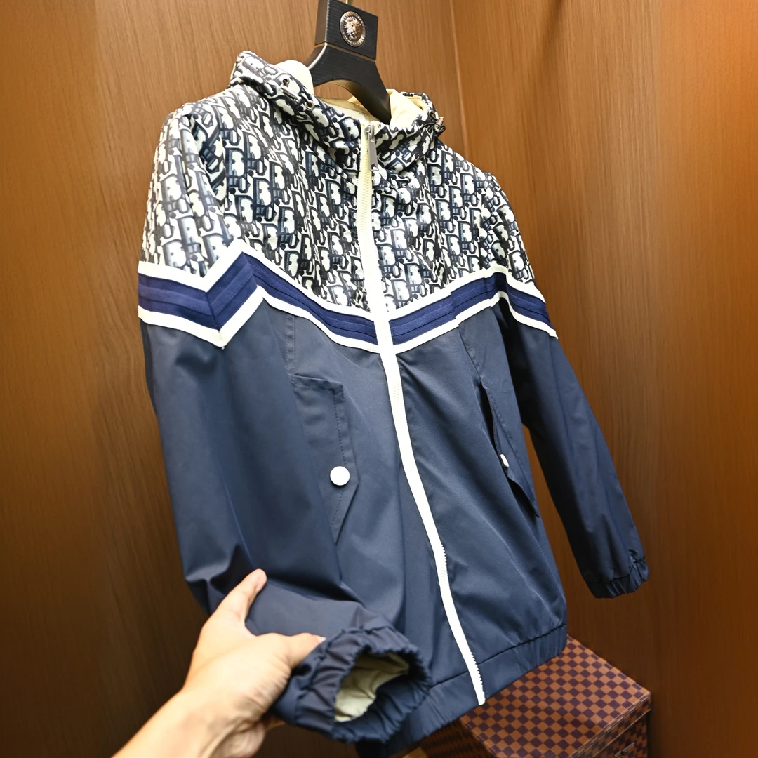 劳玛杜伽时尚潮流帅气欧货撞色夹克衫男士春秋季防风休闲连帽外套