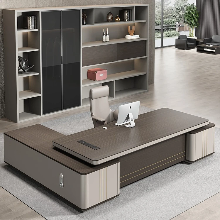 高端总裁桌老板办公室大班台办公桌简约大气双柜单人办公桌椅组合