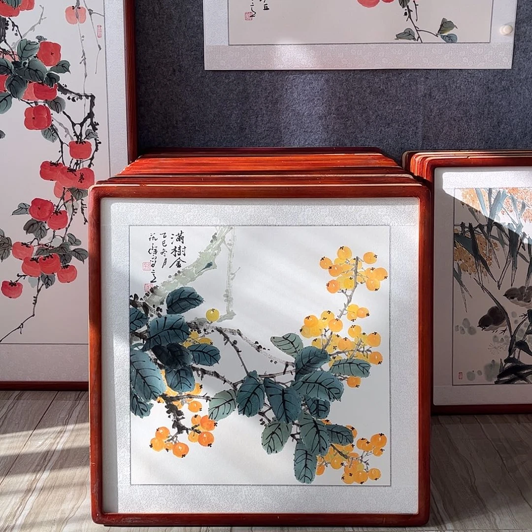 国画书画作品带框63×63