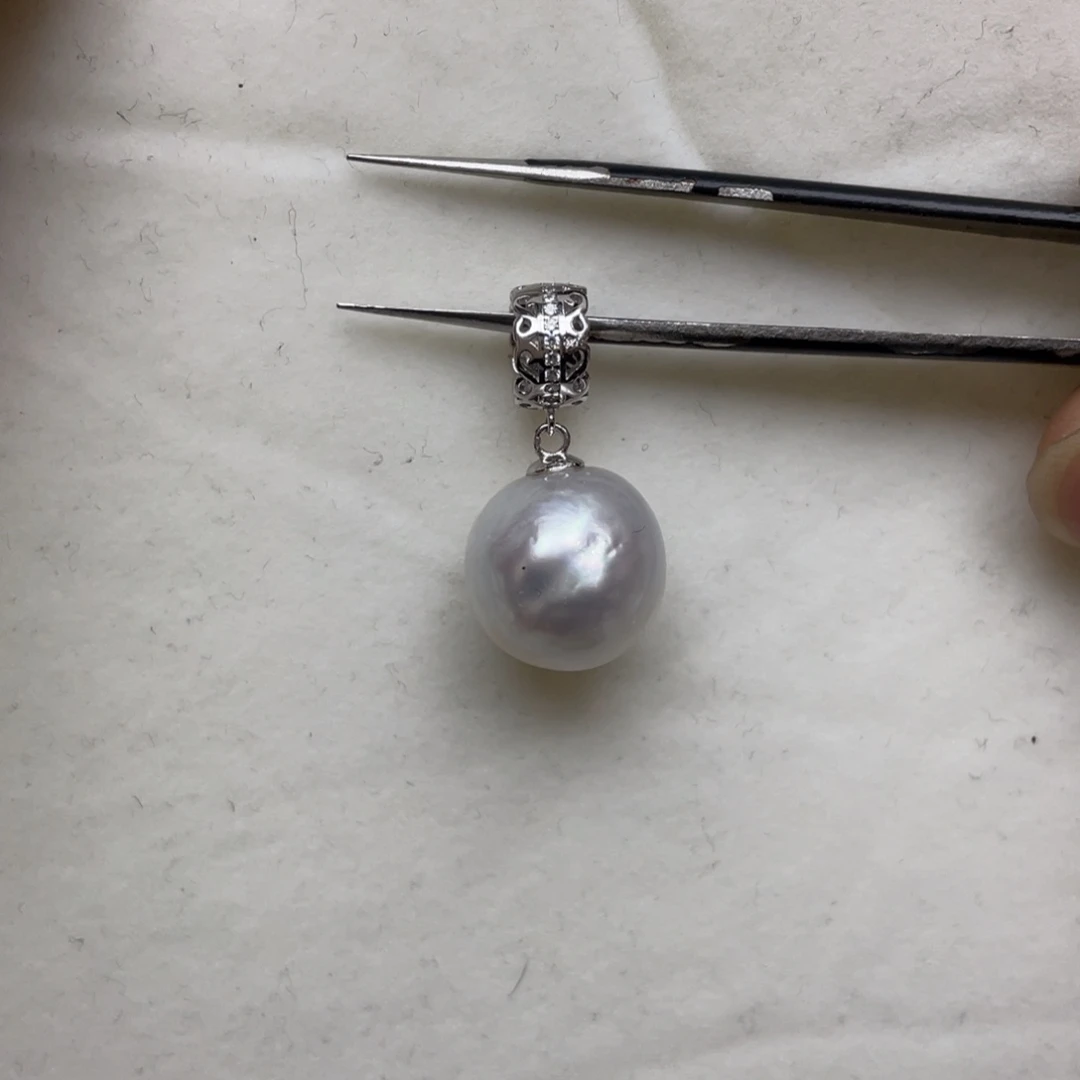 海水珍珠银S925镶嵌吊坠(不含链)