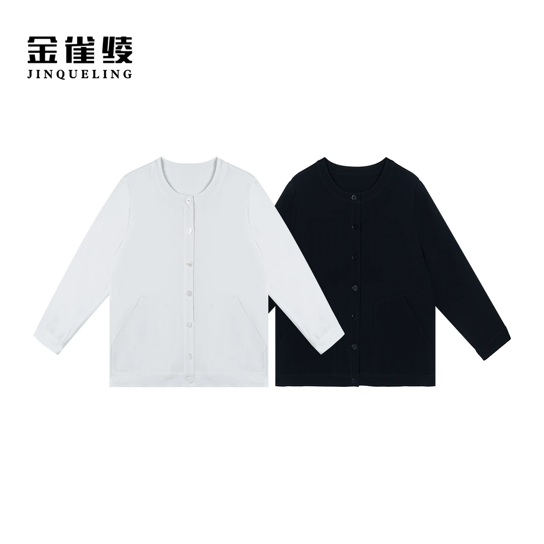 金雀绫【爱琴海之恋】简约纯色舒适百搭加宽加大女装外套SZA1T141