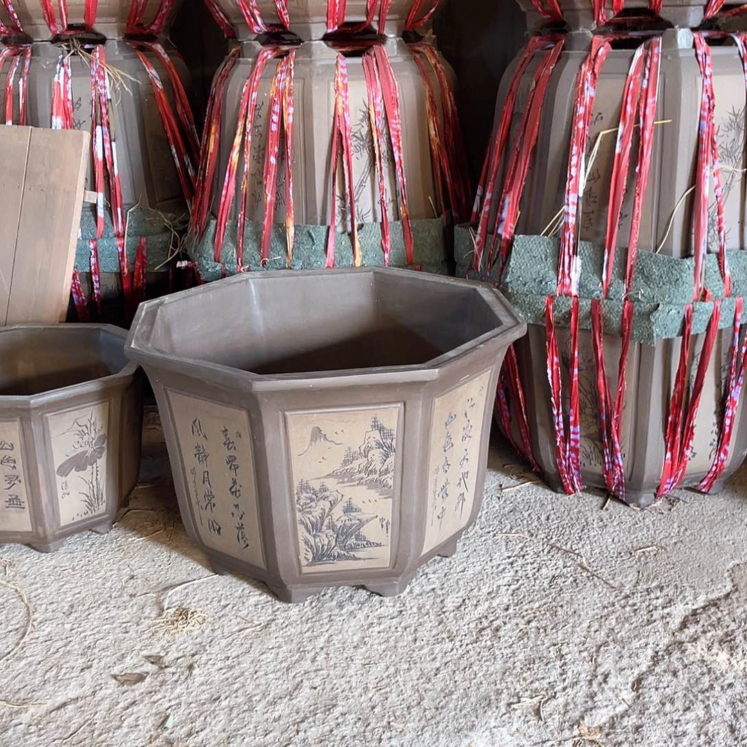 紫砂花盆大高八方盆一个对角86 X79 X52