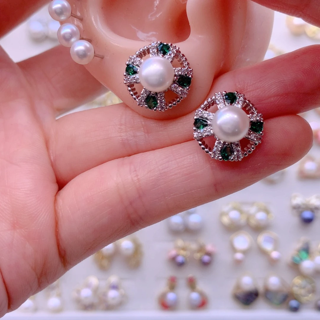 合金淡水珍珠耳饰