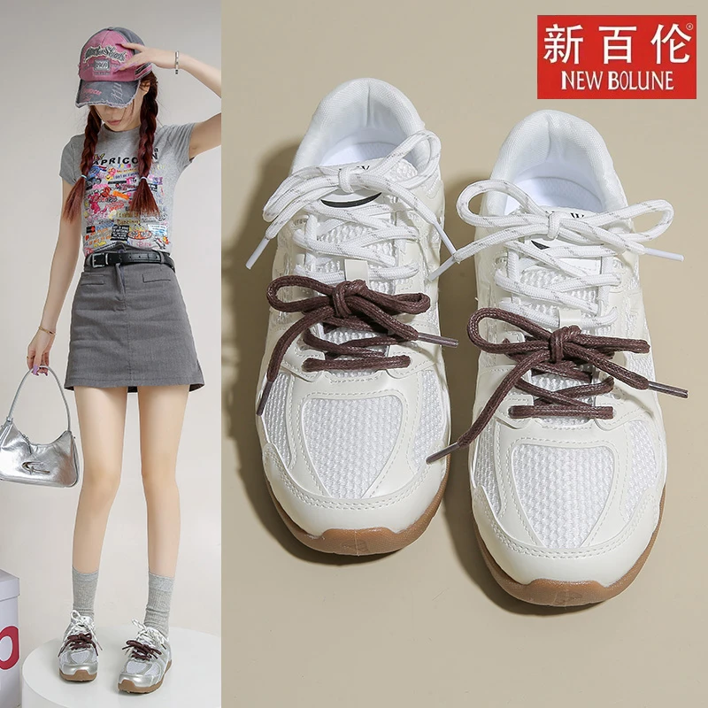 NEW BOLUNE/新百伦双系带阿甘鞋女透气网面轻便百搭运动小白板鞋N