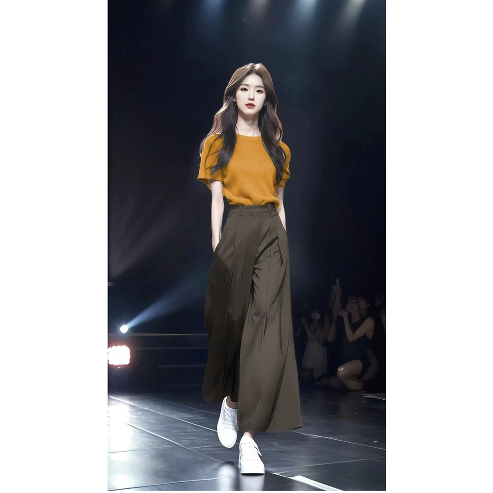 2025超火夏装一整套洋气时髦减龄蓝色冰丝针织短袖盐系轻熟两件套