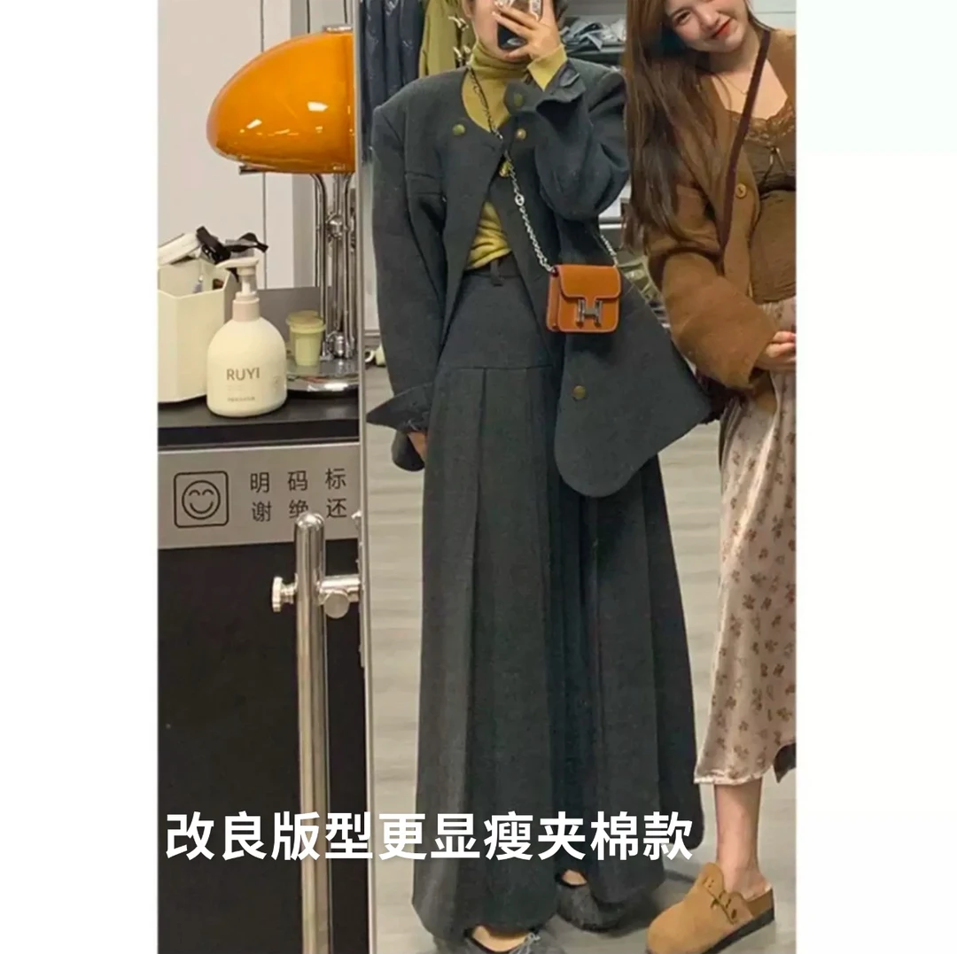 雯雯子推荐小香风西装套装加百褶裙子显瘦版