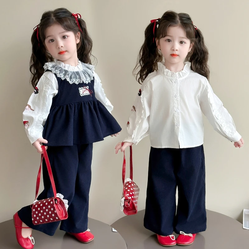 女小童春秋装条绒套装2025新款洋气韩版女宝宝秋款女童早秋衣服