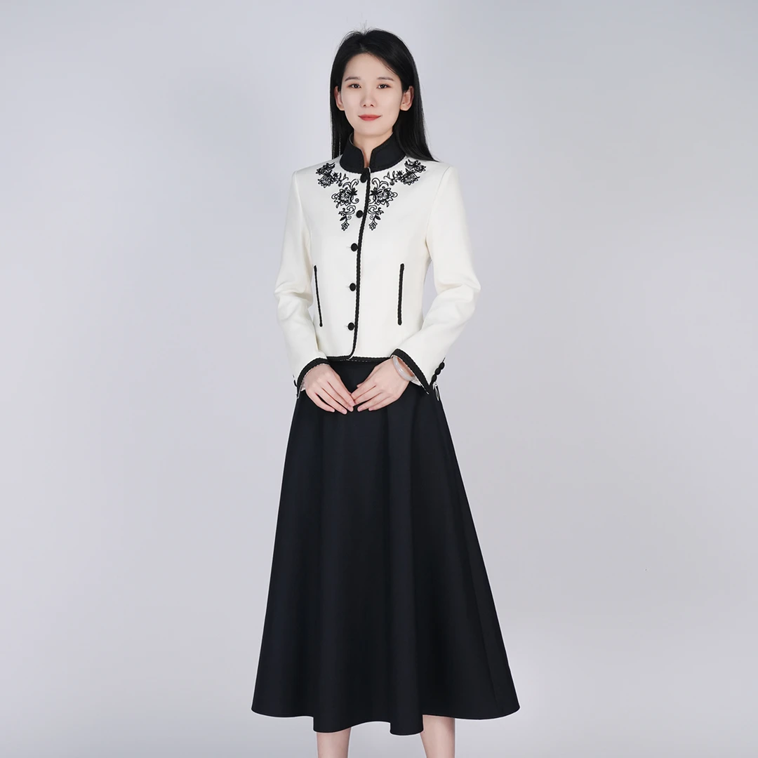 浒城古娘中式羊毛高定显瘦秋季满庭芳套装HCSS050900+HCSS050901