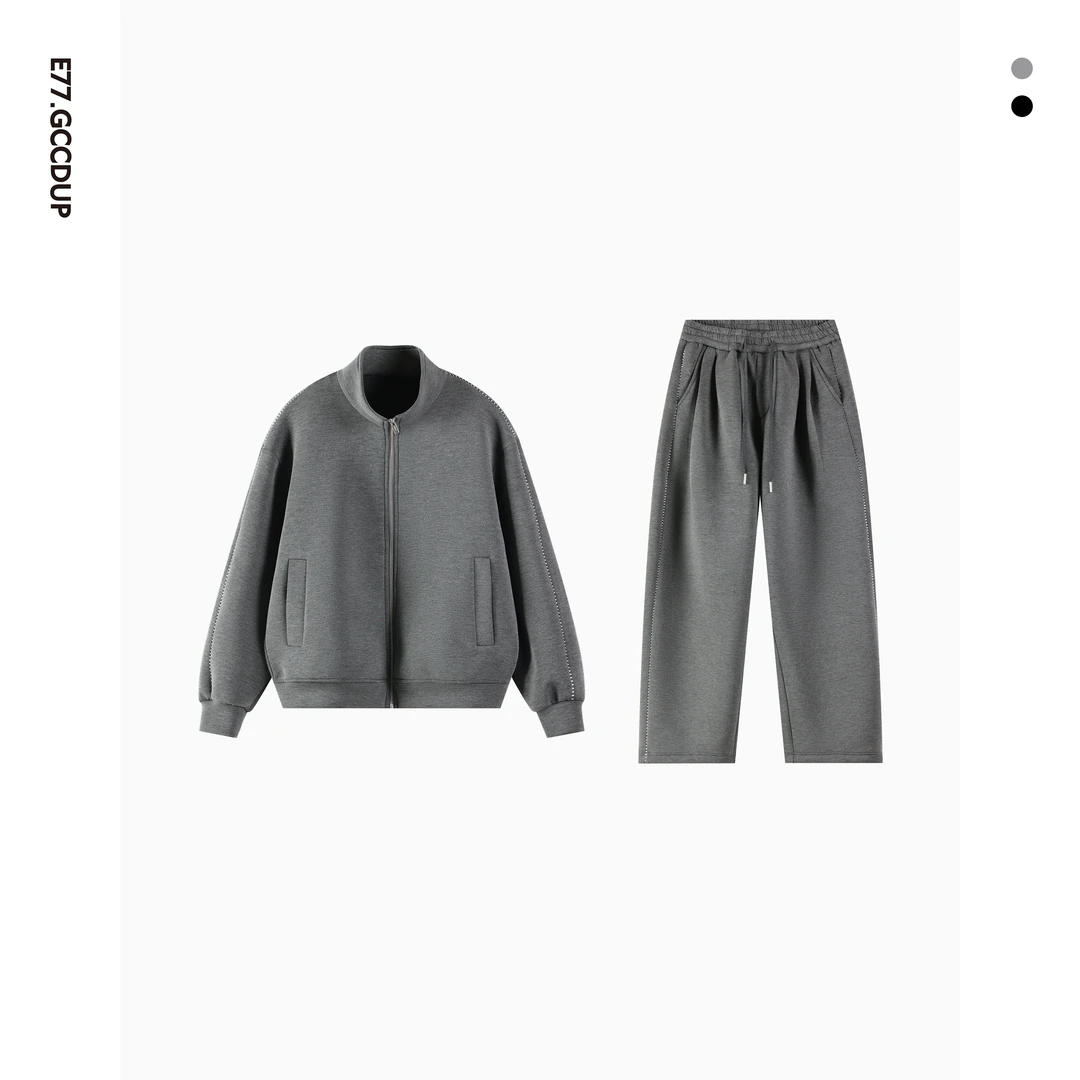 GCCDUPE77『空屿』双层太空棉哈灵顿拉链卫衣外套卫裤休闲运动套装