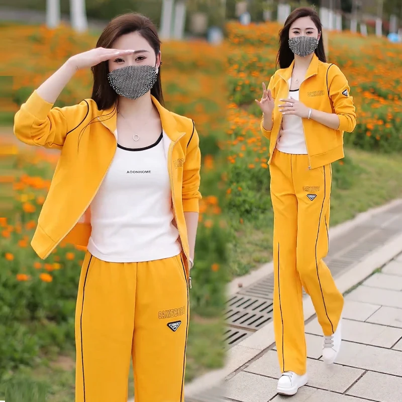 时尚套装女2025春秋新款洋气显瘦拉链外套阔腿裤休闲运动两件套潮