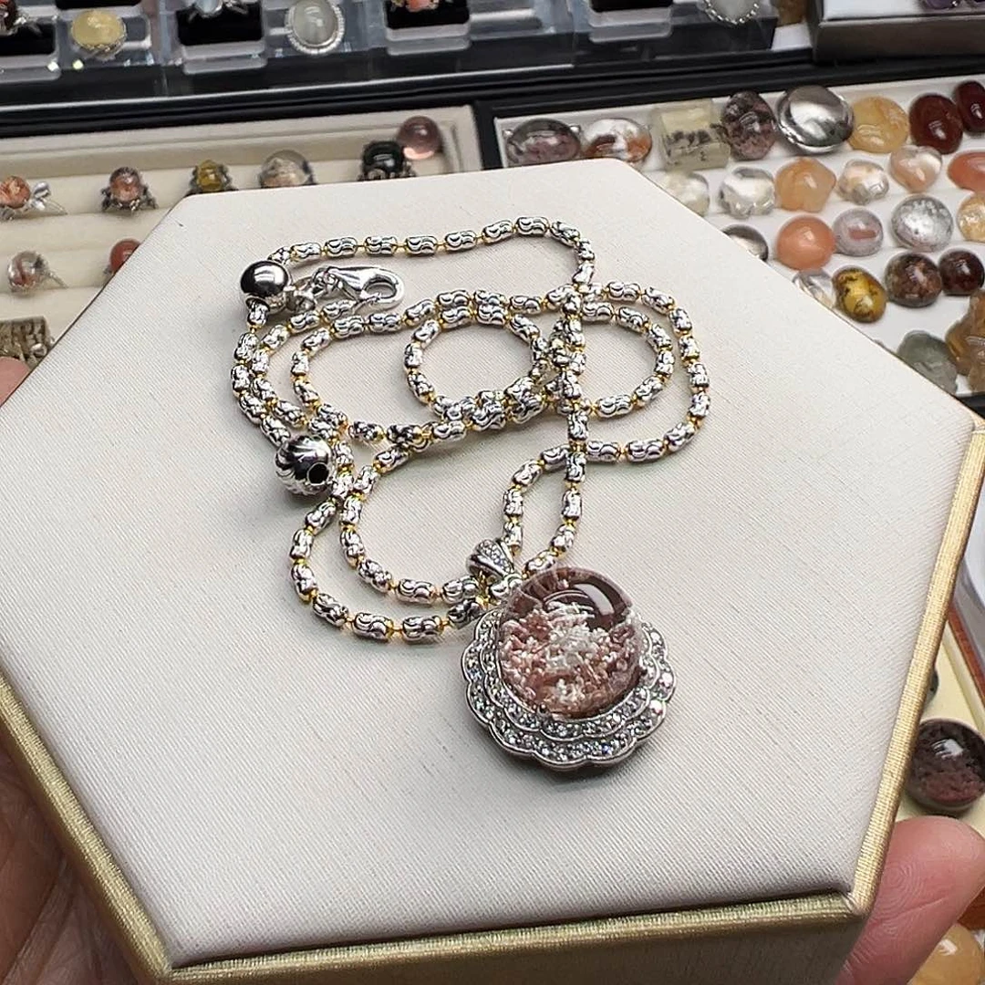 水晶项链银S925镶嵌李*贝