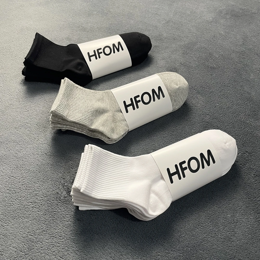 五双装HFOM耐穿抗起球男女中筒袜秋冬中邦袜保暖运动简约百搭袜子