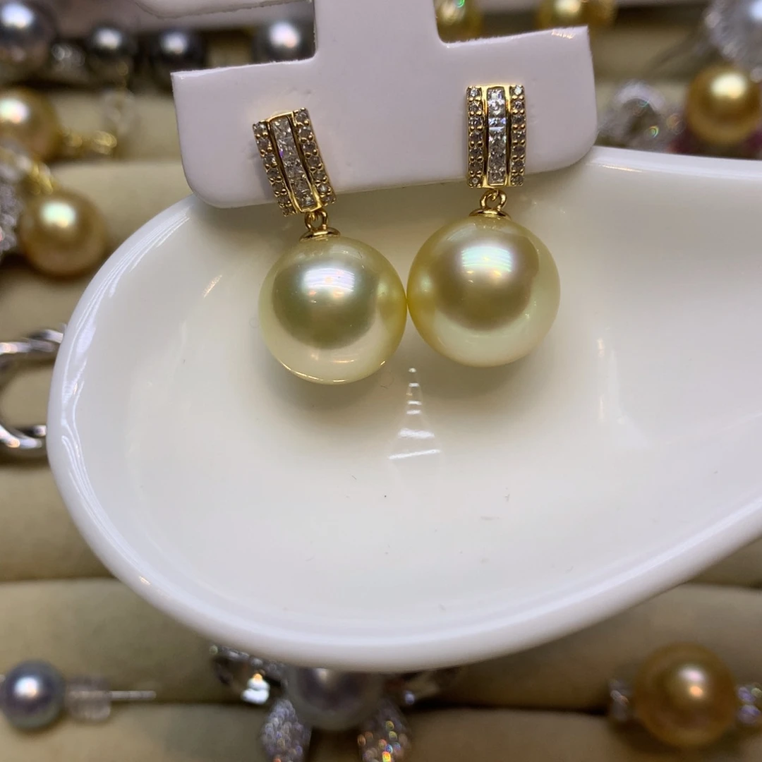 银S925镶嵌耳饰海水珍珠