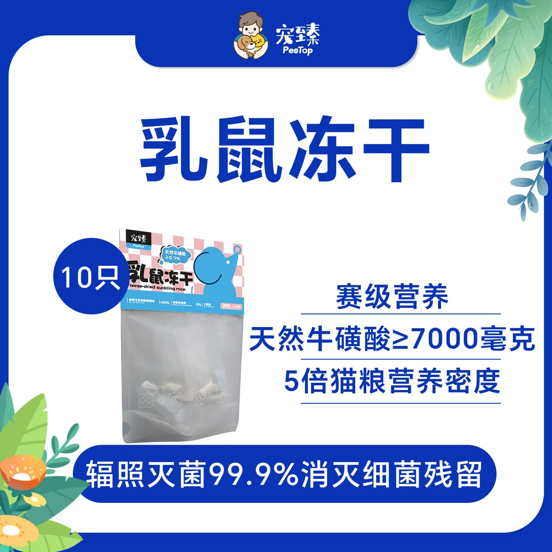 天然牛磺酸乳鼠冻干 富含乳铁蛋白 猫狗爬宠小零食
