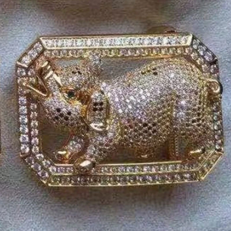 十二生肖金猪扣头3.8宽男士不锈钢皮带扣头内穿潮流时尚腰带扣头