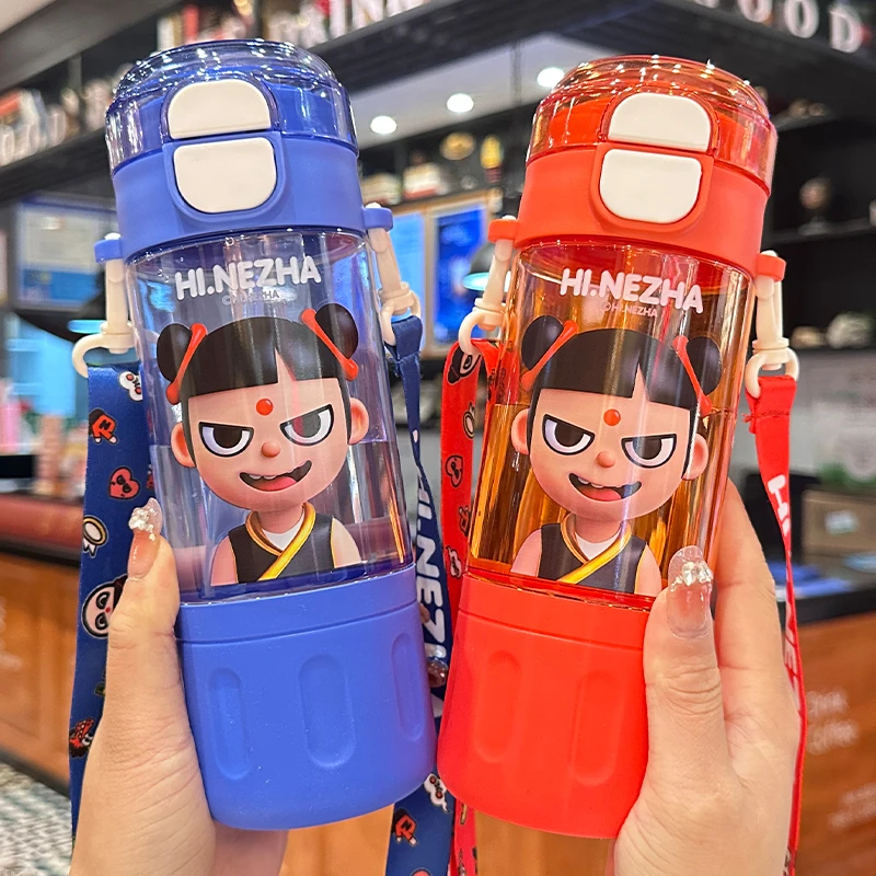 哪吒儿童水杯男孩女孩上学专用吸管杯子小学生幼儿园专用夏天水杯