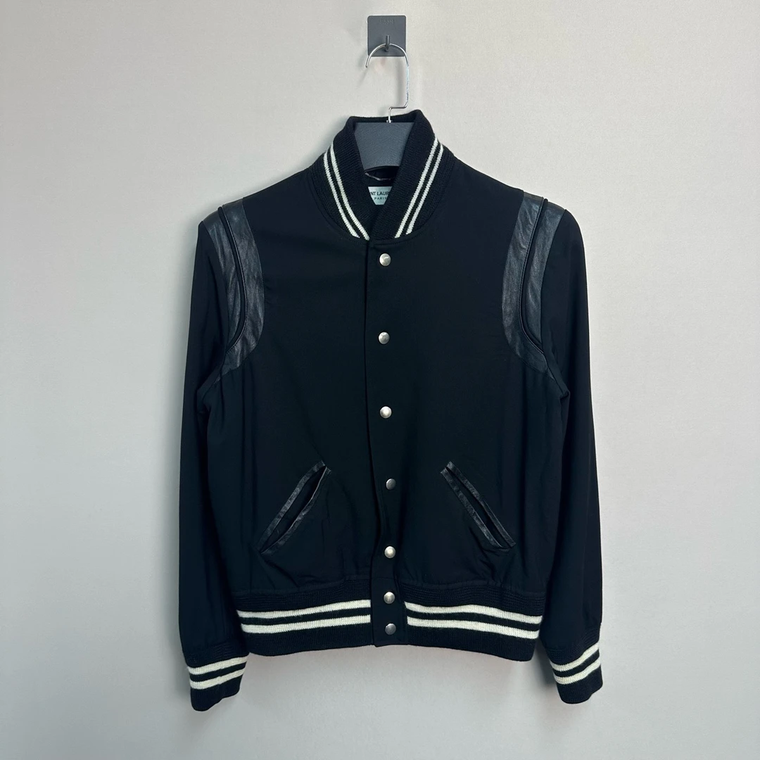 95新 YSL/圣罗兰 Saint Laurent/黑白棒球外套/48码/价17900