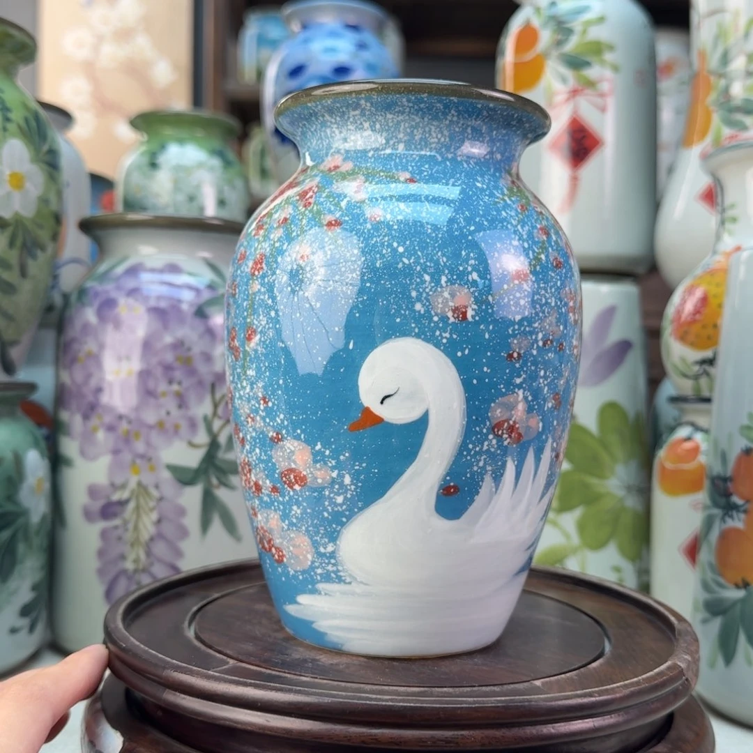 景德镇陶瓷手绘花瓶无孔