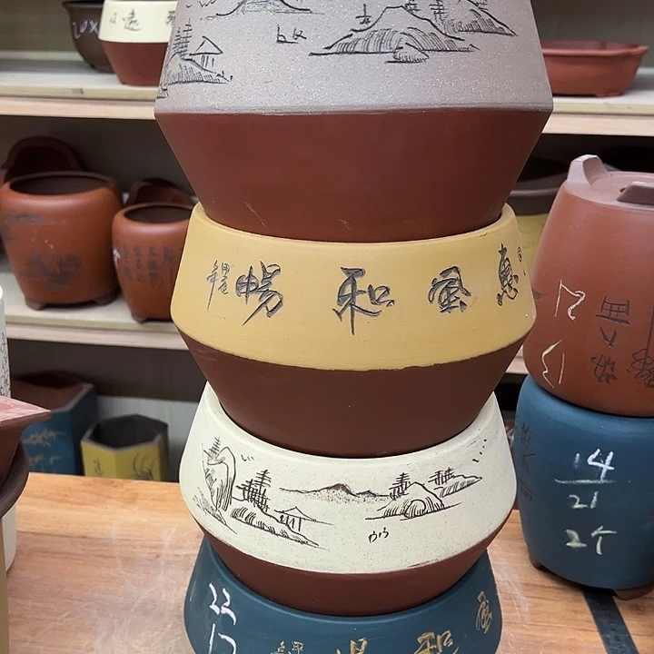 紫砂花盆，透气花盆