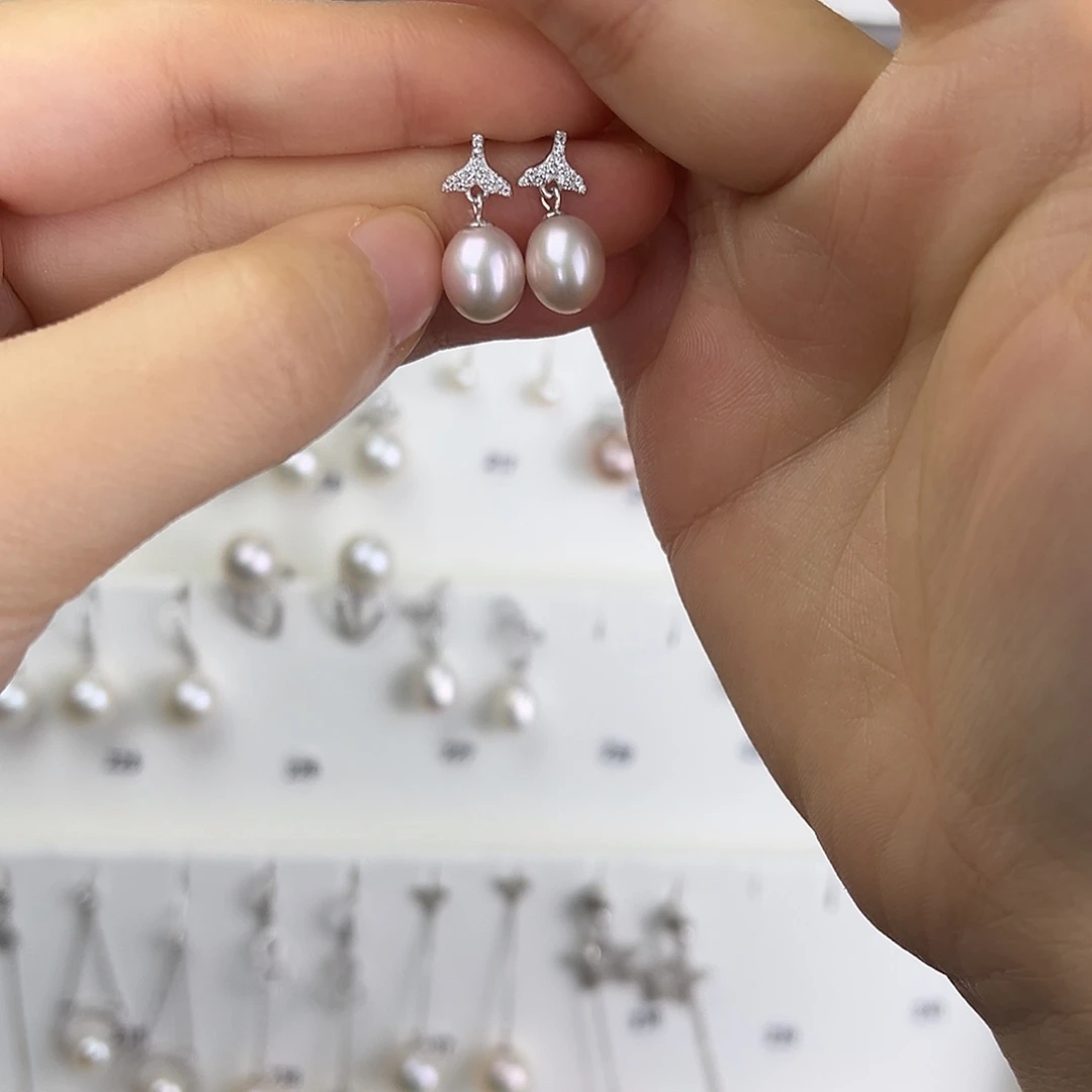 耳饰淡水珍珠银S925镶嵌