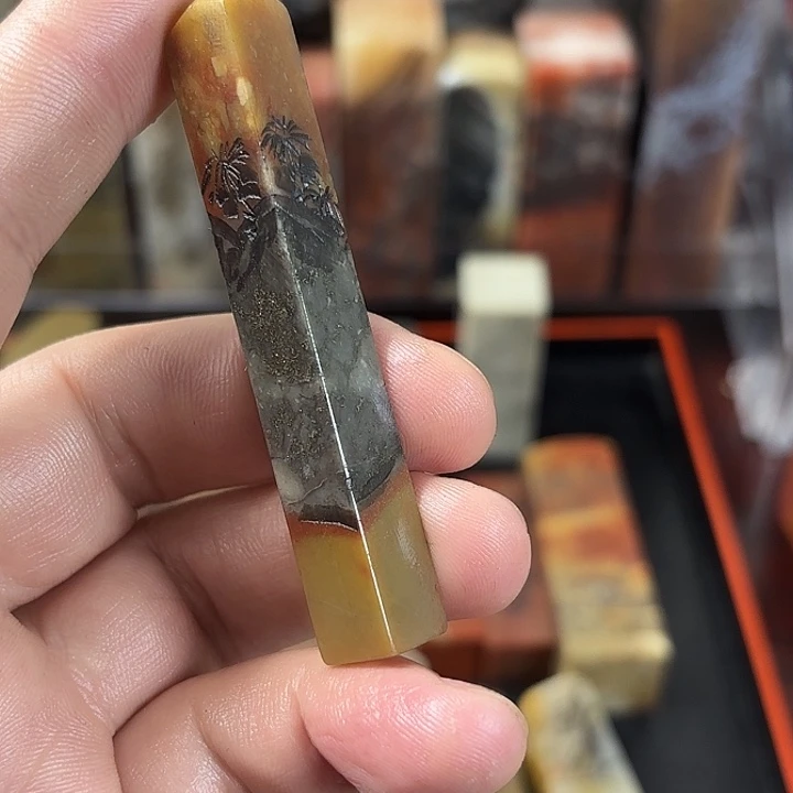 昌化石印石秋**?众磊文化竹月刻绘