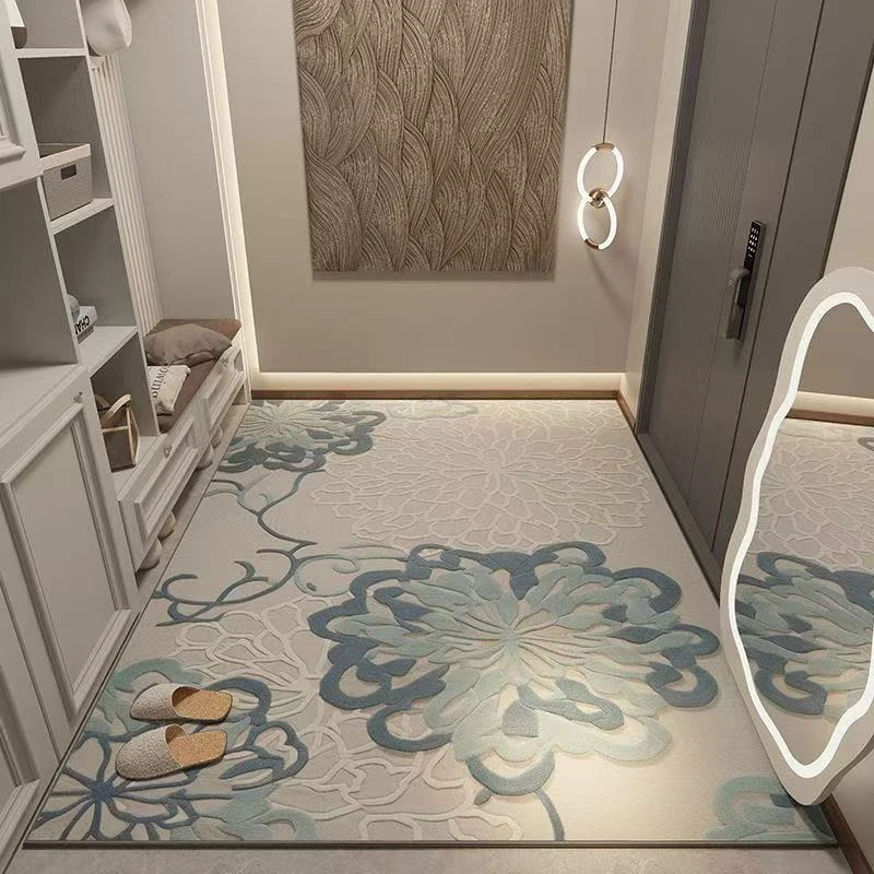 新款北欧复古水晶绒入户门地垫可定制防滑耐脏客厅玄关地毯门垫子