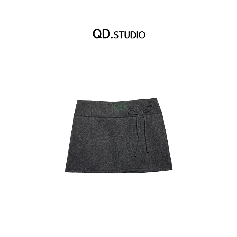 2024大码女装秋冬新款设计感蝴蝶结短裙胖妹妹A字裙3090