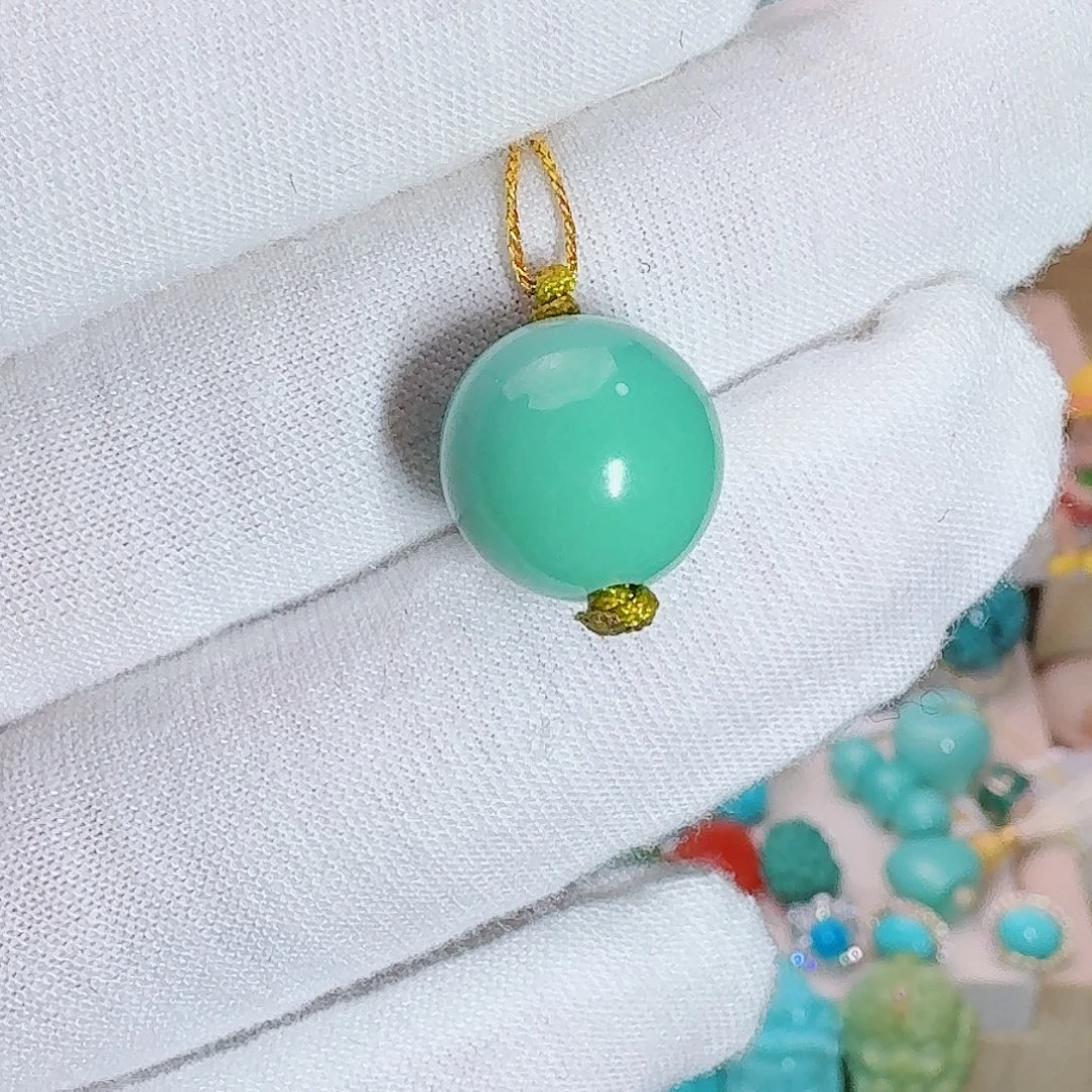 绿松石未镶嵌珠宝奇石精品果冻料圆珠12+