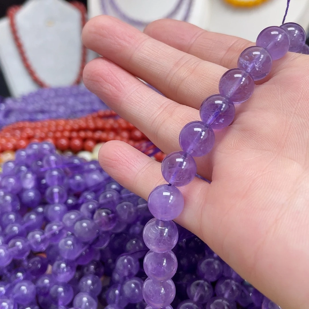玛瑙/玉髓未镶嵌半成品薰衣草紫水晶10m散珠