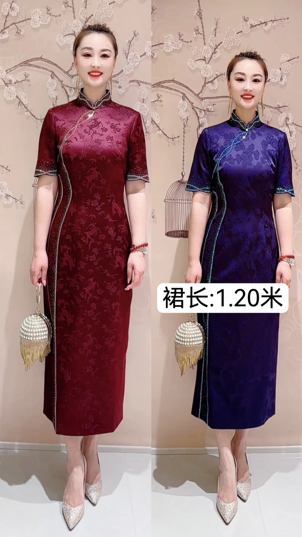 手工烫钻高端礼服1170031婚礼高贵中长款优雅复古气质绣花