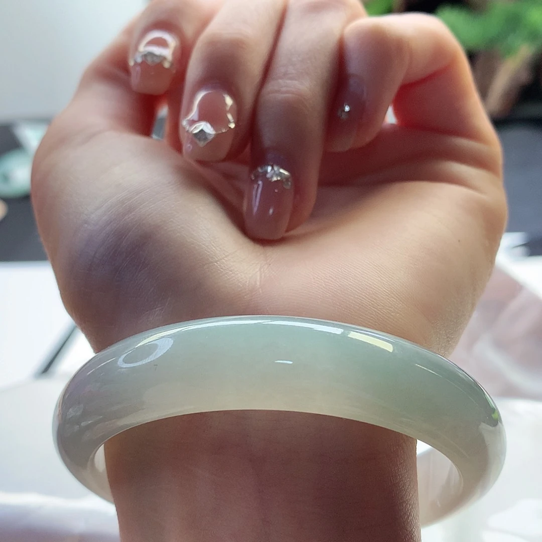 翡翠手镯未镶嵌天然翡翠58-59冰糖雪梨