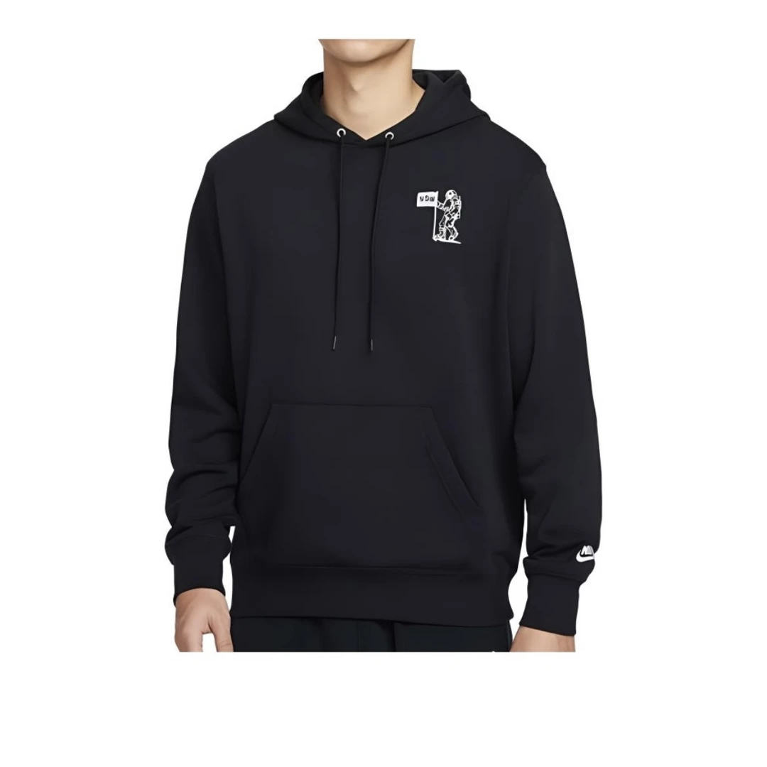 Nike耐克 Club 男子法式毛圈运动休闲黑色套头连帽衫 HQ8595010