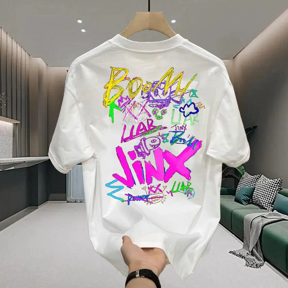 美式痞帅重磅纯棉短袖T恤-涂鸦爆爆  男女宽松百搭圆领朗纯萱短袖