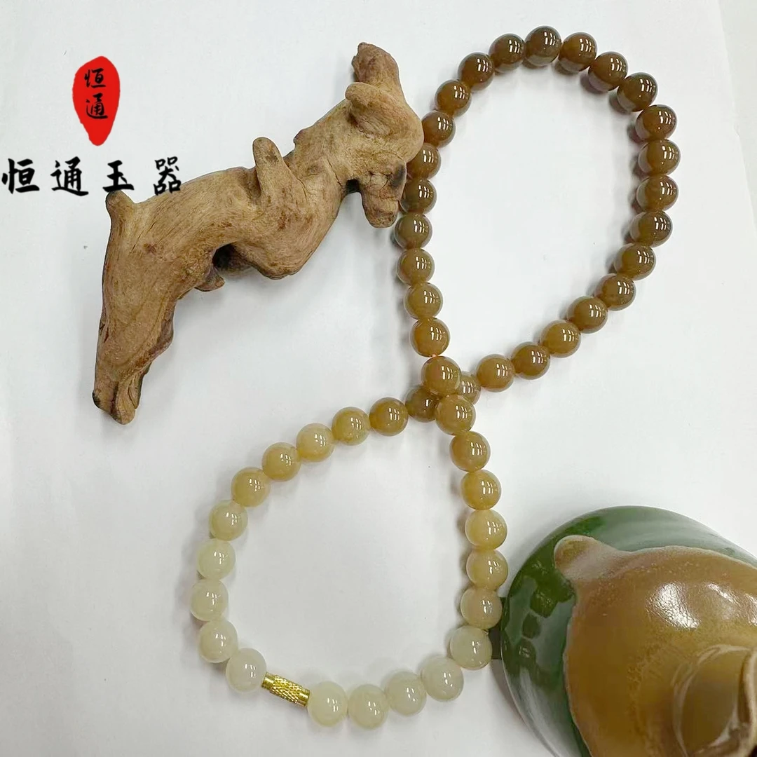 和田玉渐变糖项链尺寸约9-10mm(多样性发一)-2-X915-1680