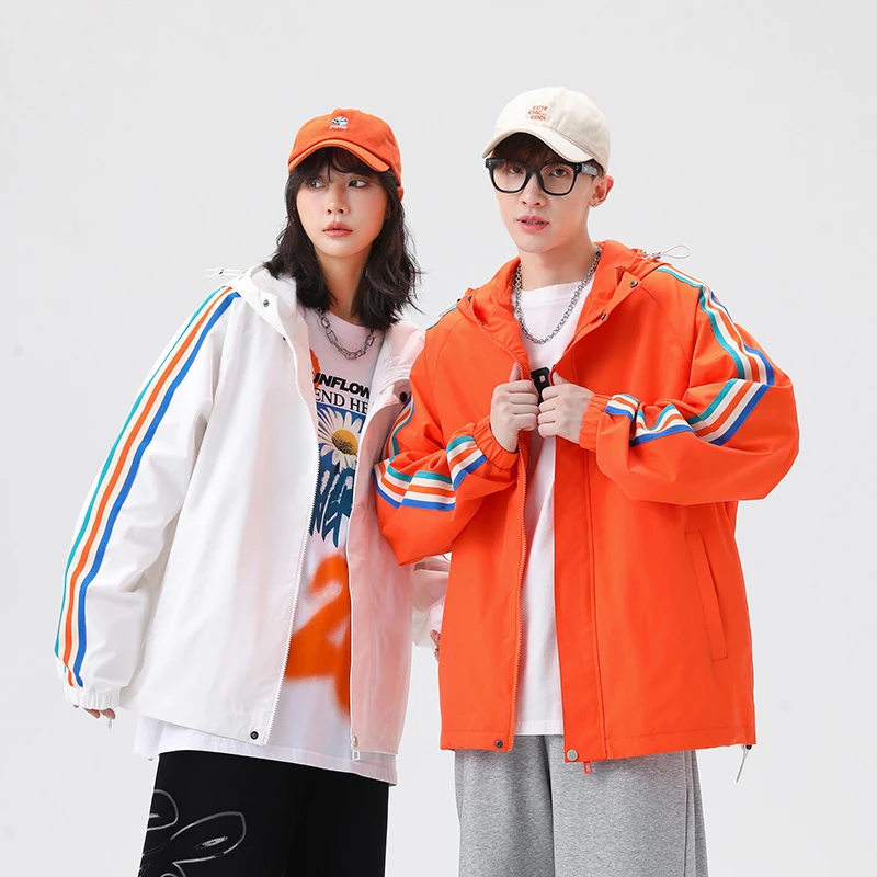 春秋季潮流运动情侣款宽松百搭连帽上衣户外休闲夹克外套