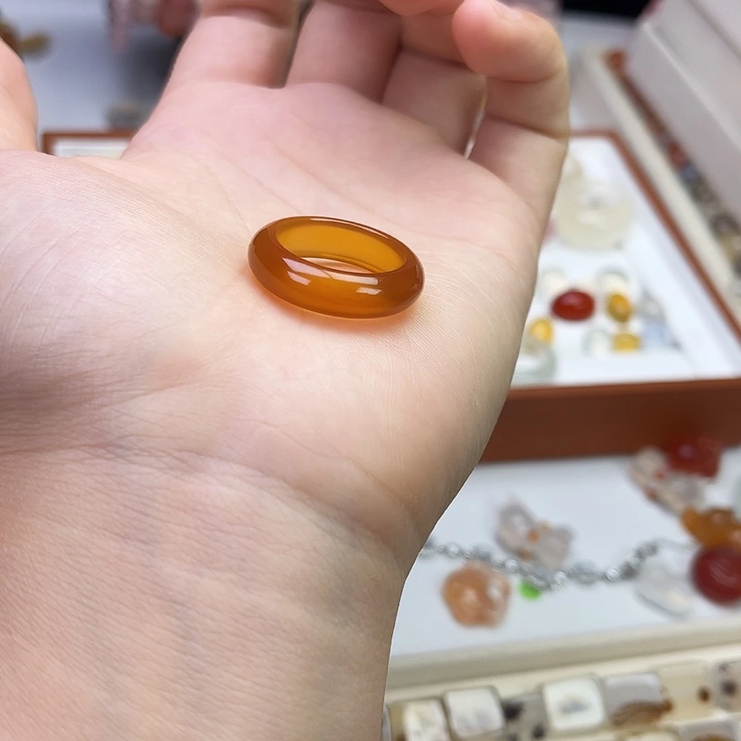 玛瑙/玉髓合金戒指焦糖直径18.3