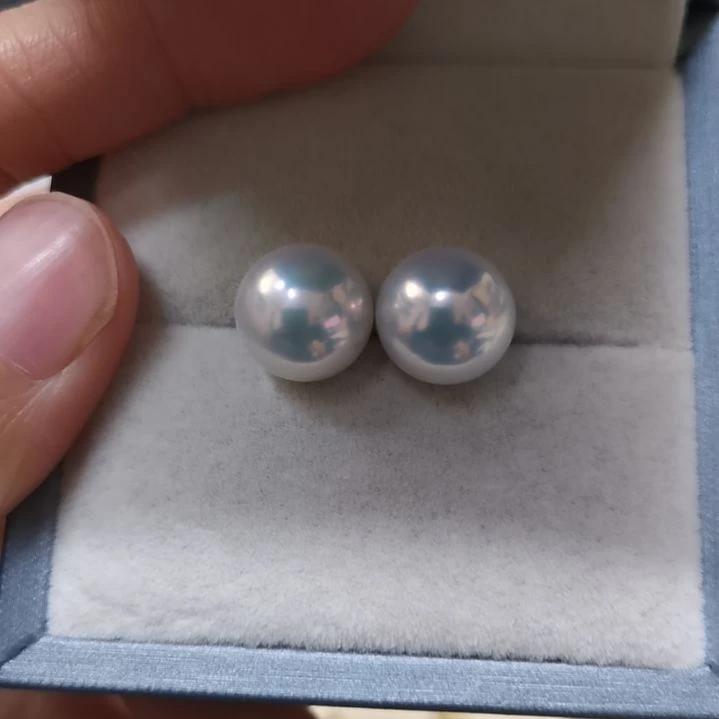 淡水珍珠耳饰银S925镶嵌金*灿