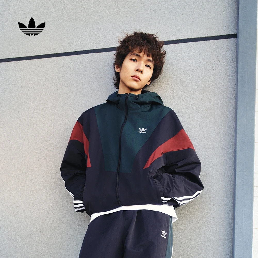 Adidas三叶草BLOCK WINDBREAKER运动夹克外套 KC3125