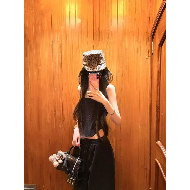 韩系辣妹纯欲洋气百搭吊带上衣女2025夏季气质小众直筒裤拖地长裤