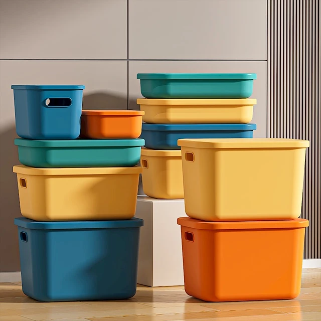 IKEA宜家桌面杂物收纳箱玩具零食储物盒带盖盒子家用厨房塑料整理