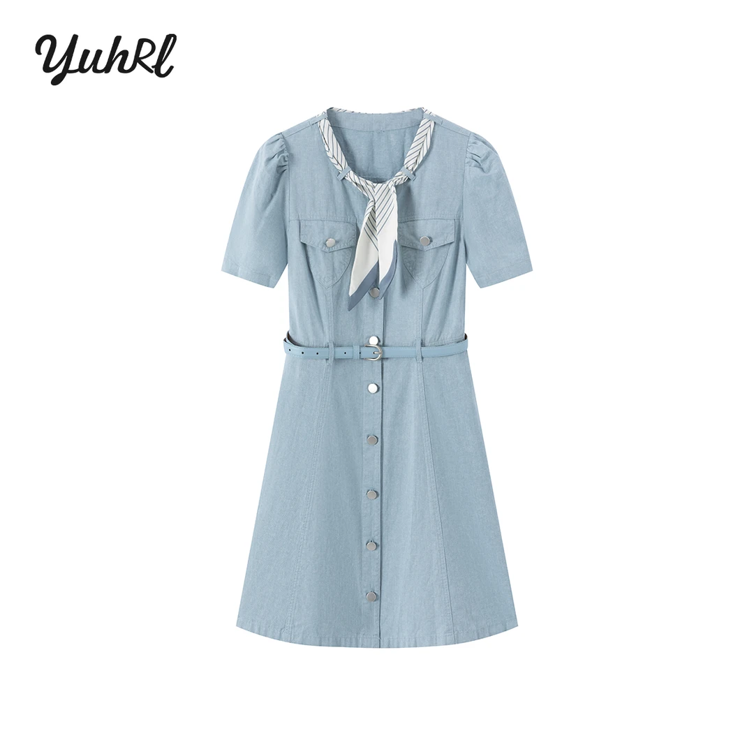 【遇幻YUHRL】夏季百搭气质法式修身轻奢圆领时尚连衣裙#25GJB80