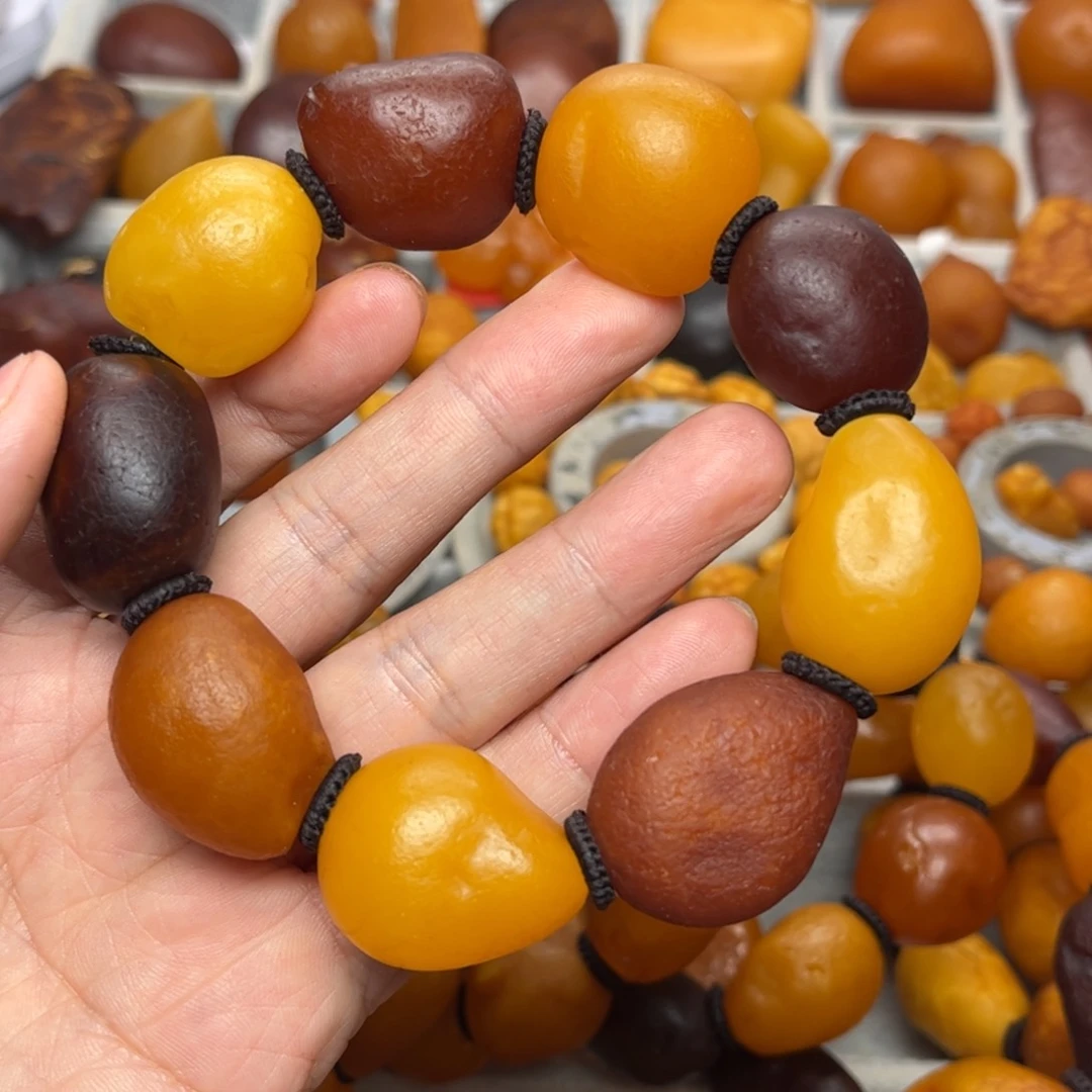 琥珀裸石未镶嵌天然蜜蜡手串