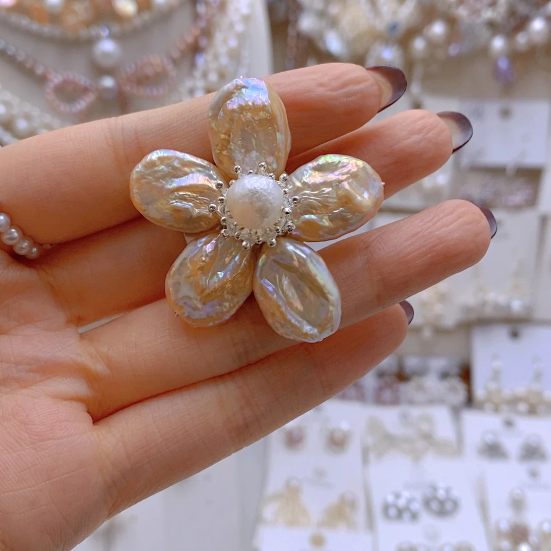 银S925镶嵌耳饰淡水珍珠初*