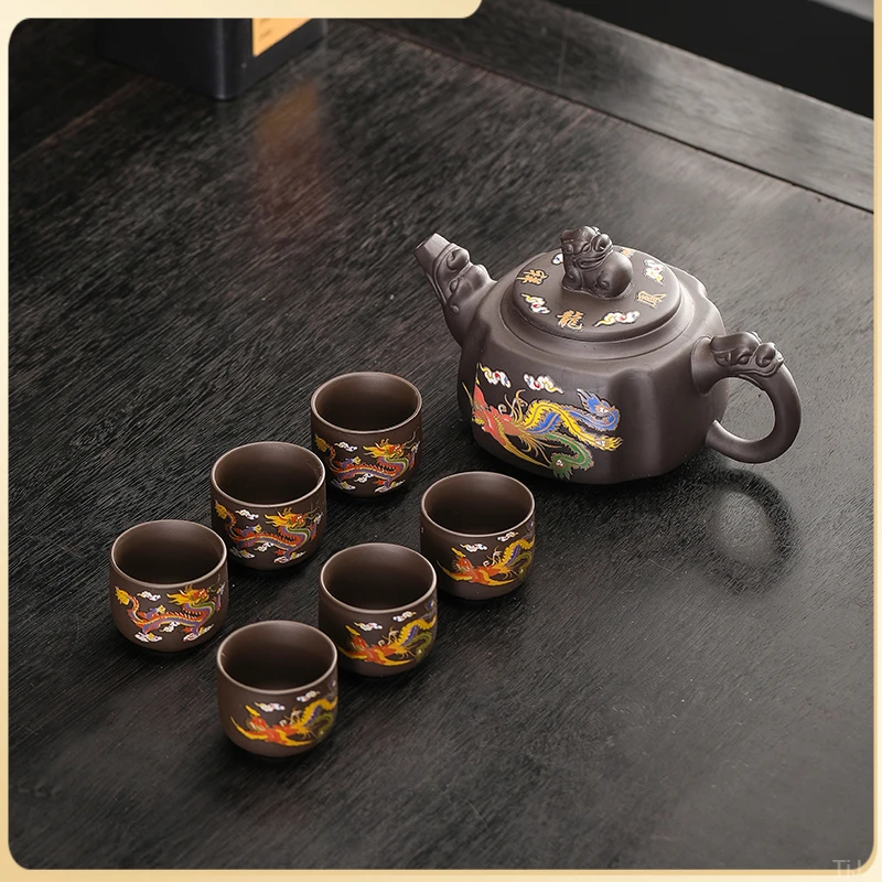 四方变色紫砂凤鸣大容量断水茶壶泡茶手工功夫茶具器具专用井栏壶