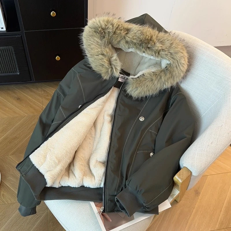 棉服女2025冬季新款加绒工装棉袄美式情侣座山雕棉衣超好看厚外套