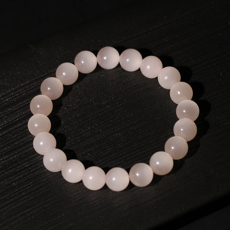 【叶叶珠宝】721 和田玉高冰藕粉猫眼手串手链 小众时尚卡10mm