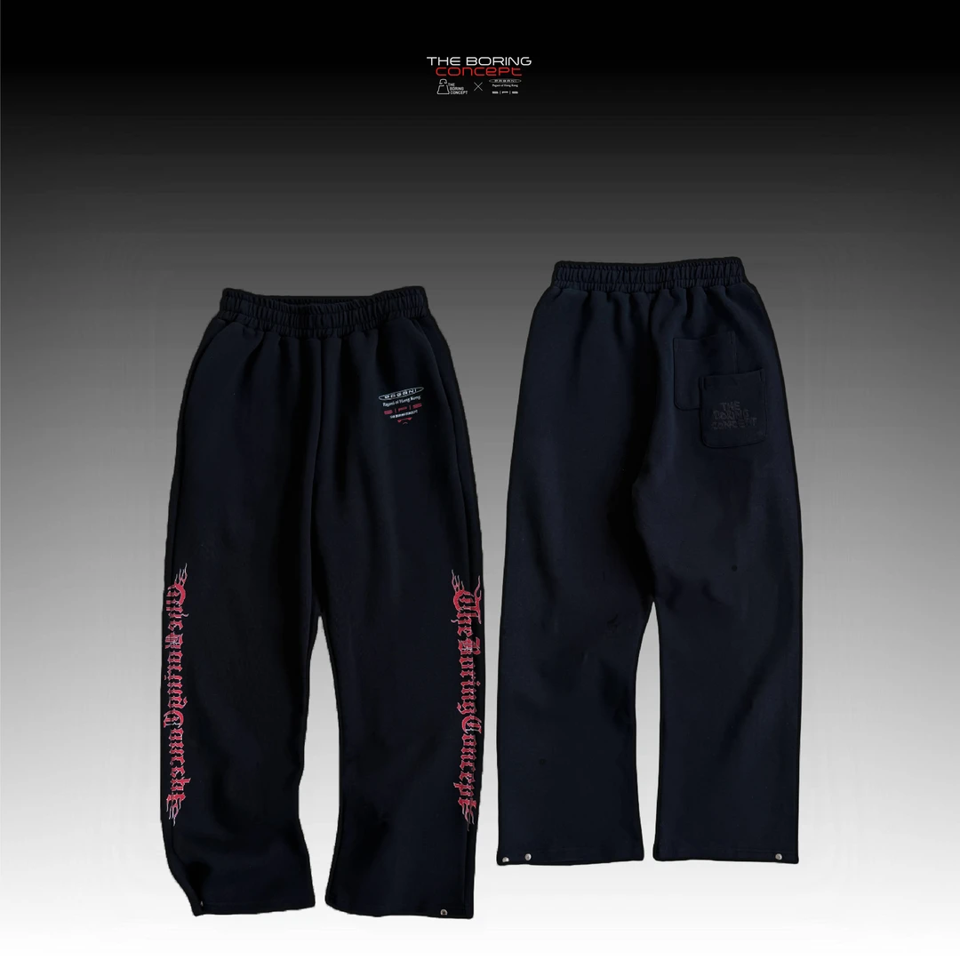 TBC×SPS PAGANI HONGKONG 联名印花男女休闲宽松直筒按扣长裤