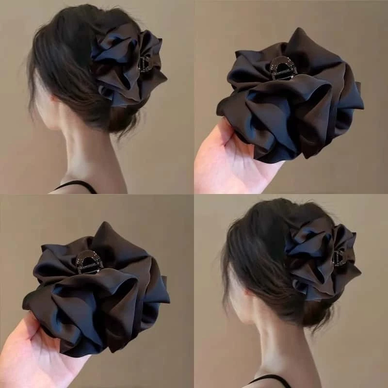 韩国绝美高档蓬松云朵泡泡抓夹女款发卡大号蝴蝶结盘发鲨鱼夹发夹
